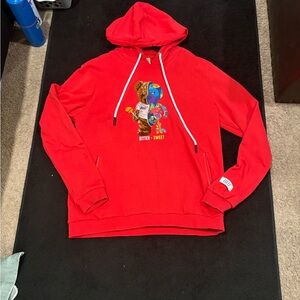 Vibrant Red Graphic Hoodie